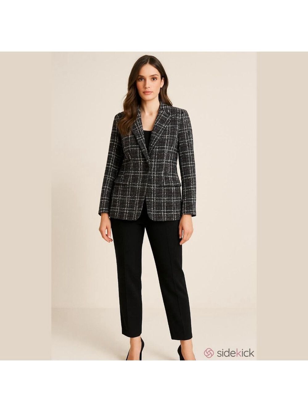 NWT The Drop Women's Blake-Black Boucle Blazer, Black & White, Size Med